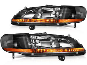 For Honda Accord 1998 1999-2002 Headlamps Black Housing Pair Headlights Assembly (For: 2000 Honda Accord EX 2.3L)