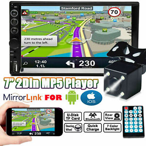 7in Double 2 DIN Car Stereo Radio Indash + Camera Mirror Link For GPS Navigation
