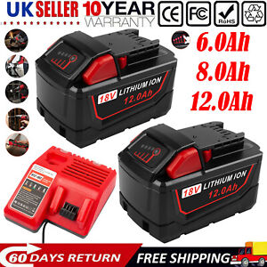 Battery For Milwaukee for M18 18V 12.0AH Extended Lithium 48-11-1880 or Charger