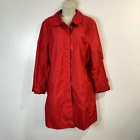 Lands' End Womens Rain Coat Jacket Siex Large L 14-16 Red Trench Button Front