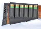 Shotgun Buttstock 6 Shell Holder Leather Cartridge 12 GA Black Ammo Rifle Retro