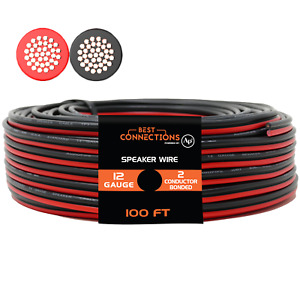 12 Gauge 100 Feet Red Black Cable 2 Conductor Speaker Wire Car Stereo Theater