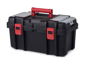 Hyper Tough 19-inch Toolbox, Plastic Tool and Hardware Storage, Black