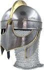 Handcrafted Viking Wolf Armor Helmet Silver Gold Medieval Metal Knight Helmets