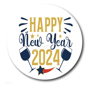 Happy New Year 2024 Toasting Glasses Scrapbook Stickers New Year Envelope Seals