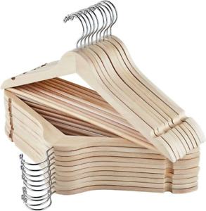 Wooden Hangers , 20 Pack Wood Hangers with Extra Smooth Finish , Precisely Cut