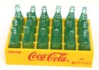 Vintage Yellow Coca Cola Crate With Bottles 1993
