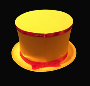YELLOW FOLDING TOP HAT Collapsible Magician Prop Magic Clown Spring Pop Up Child