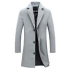 Men Jacket Overcoat Trench Coat Outwear Long Sleeve Button Up Solid Stylish Top