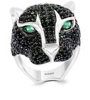 NEW! Effy Sterling Silver, Black Spinel & Green Onyx  Panther Ring /Sz 7/$1,400