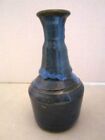 Vintage hand made studio pottery vase. Blue Drip. Artist Signed. 6.5