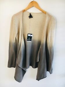 NWT DEFECT Bloomingdale's 100% Cashmere Waterfall Cardigan Flyaway Ombre XS $198