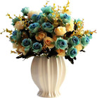 Artificial Rose Bouquets with Ceramics Vase Fake Rose Flowers Decoration for Tab