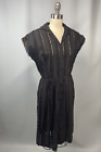 Vintage Dress SMALL black lace summer cotton 40s 50s 60s rockabilly retro goth