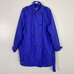 SCOTTeVEST Trench Coat Womens XL Blue TEC Double Breasted Belted Travel Pocket