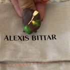 100% Authentic Alexis Bittar Molten Gold Lucite Block Ring- Fluorescent Forest