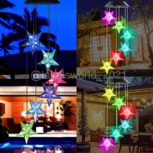Solar Wind Chimes Lights LED Star Color Changing Hanging Lamp Garden Home Decor