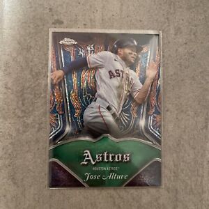 2022 Topps Chrome - Pinstriped #P-3 Jose Altuve Champagne Gold Speckle #/99