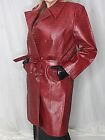 Womens Leather Coat Trench Red Black L Snakeskin 90s 2000s Vintage New Rare