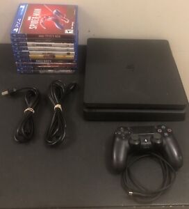 New ListingSony PlayStation 4 PS4 Slim 1TB Console Controller All Cords 10 Games Spider-Man