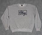 OBEY Grey Sweater Pullover Long Sleeve Sweatshirt Logo Mens Size Large L Large