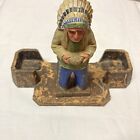 Vintage Native American Indian Chief Tobacco Smoking Pipe Stand Syroco Wood