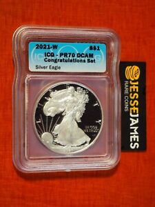 2021 W PROOF SILVER EAGLE ICG PR70 DCAM TYPE 1 FROM THE CONGRATULATIONS SET