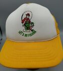 Vintage Fishing  Trucker  Mesh Snapback Hat Cap Yellow Mesh Lets Go Fishing