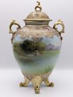 Antique c1908 Noritake Japanese Vase Hand Painted Scenery and Fine Gilding 9in