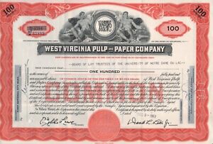 Old West Virginia Pulp  Paper Stock Certificate Issued  University of Notre Dame