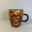 Laurie Gates Ware Halloween Jack O Lantern Black Cat Bats Orange Coffee Mug MU5