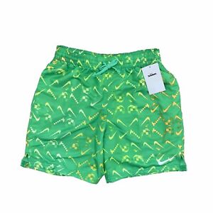 Nike Mens Swim Trunks Green Electric Yellow Digi Swoosh Ombre 7” Lined Small