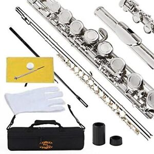 Glory Closed Hole C Flute w/ Case Tuning Rod and Cloth, Joint Grease and Gloves