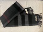 Burberry Check Cashmere Scarf in Charcoal