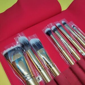 LUXIE Glitter and Gold 9 Pc Luxury Cosmetic Makeup Brush Set (8 Brushes + Case)