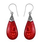 925 Sterling Silver Earrings for Women Red Sponge Coral Drop Boho Birthday Gifts