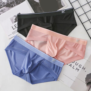 Men Underwear Boxer Briefs Ice Silk Shorts Panties Bulge Pouch Underpants Hot ☆