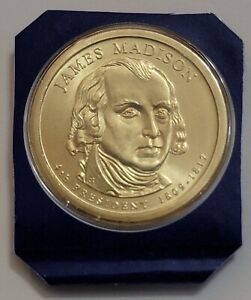 2007 P James Madison Presidential Dollar Satin Finish In Mint Cello US Coin