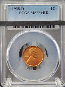 New Listing1938-D PCGS MS66+ RD RED Lincoln Wheat Back CENT #BT-103