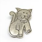 Vintage 925 Mexico Sterling Silver Kitty Cat Brooch Pin