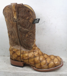NEW Cody James Mens Exotic Pirarucu Brown Wide Square Toe Cowboy Boots size 12 D