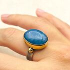 Blue Turquoise Stone Womens Silver Ring, Ladies Jewelry, 925K Sterling Silver