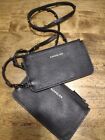 Bandolier Minimalist Pebble Leather Crossbody 2x Pouch With Strap