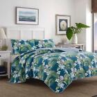 Tommy Bahama Quilt Set Floral Cotton Southern Breeze King 3-Piece Indigo Blue