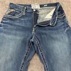 Ariat M4 Jeans Mens 32x32 Blue Bootcut Straight Leg Relaxed Fit Thick Stitch