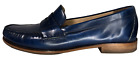 COLE HAAN Mens Casual Dress Shoes Navy Blue Leather Slip On Penny Loafers 10.5