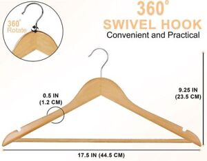 20 Pack Wooden Hangers Suit Hangers Premium Natural Finish Cloth Coat Hangers