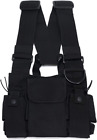 Radio Chest Harness Rig Holster Pack with Front Pouches and Zipper Bag for Univ