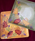 Two Gates Ware By Laurie Gates 11” Square Plate Platter Tray Leaves Fall Leaf