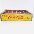 Vintage Coca-Cola Coke Yellow Wooden 24 Bottle Crate 1967